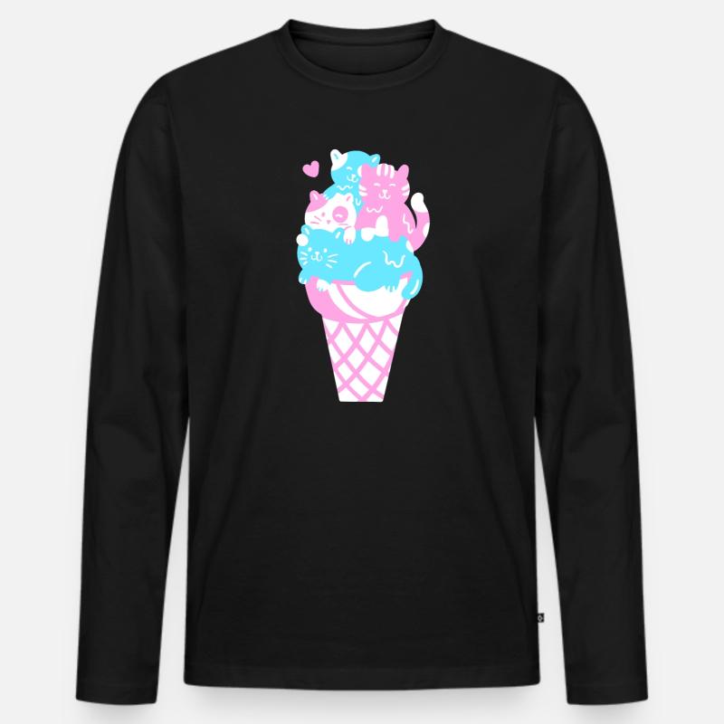 Eis Eiscreme - Männer Premium Bio Langarmshirt - Schwarz