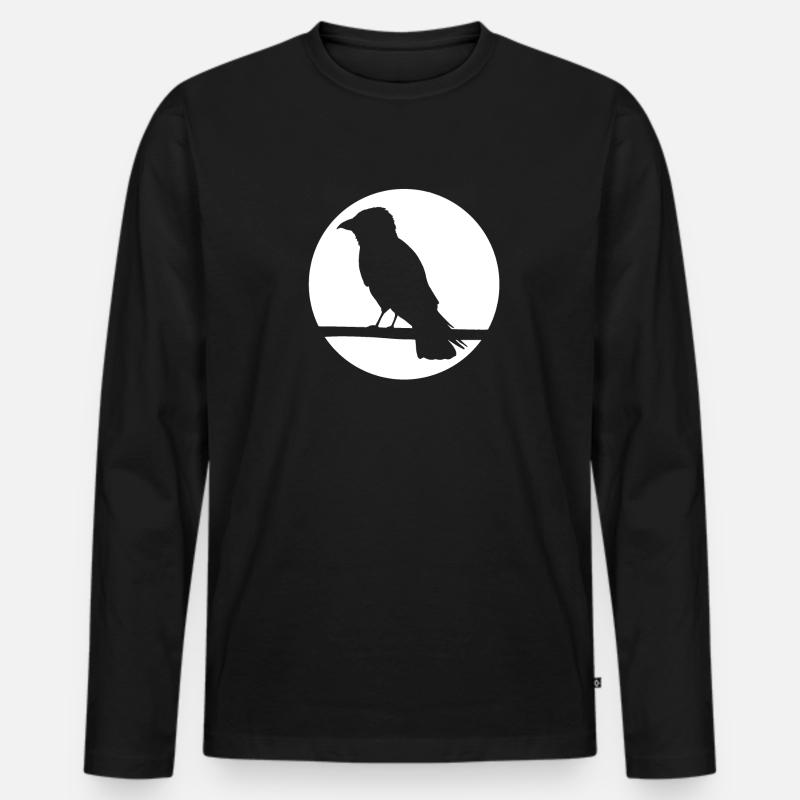Krähe auf Ast - Männer Premium Bio Langarmshirt - Schwarz
