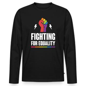 LGBTQ Pride Month - Fighting for Equality - Men's Premium Organic Long Sleeve Shirt - black - Front - Nico (187cm)
