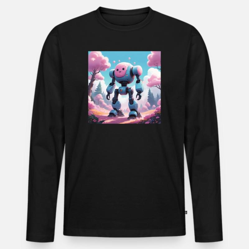 Robot - Männer Premium Bio Langarmshirt - Schwarz
