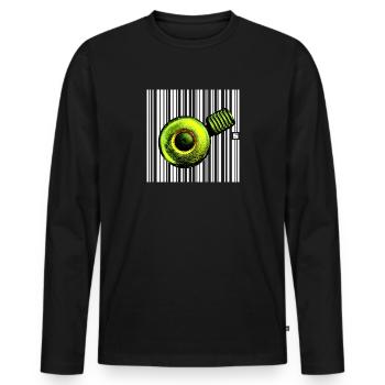 SPOT - PLEITE - Männer Premium Bio Langarmshirt - Schwarz - Vorne - Nico (187cm)
