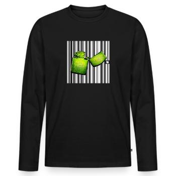 SPOT - RETRO - Männer Premium Bio Langarmshirt - Schwarz - Vorne - Nico (187cm)