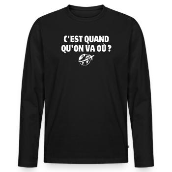 vacances, vacances à la mer, besoin de vacances - T-shirt manches longues Premium bio Homme - noir - Devant - Nico (187cm)