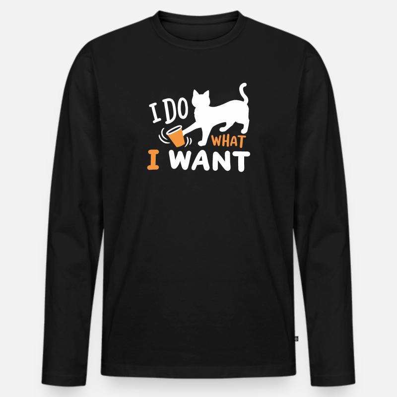 Katze Kätzchen Wortspiel - Männer Premium Bio Langarmshirt - Schwarz