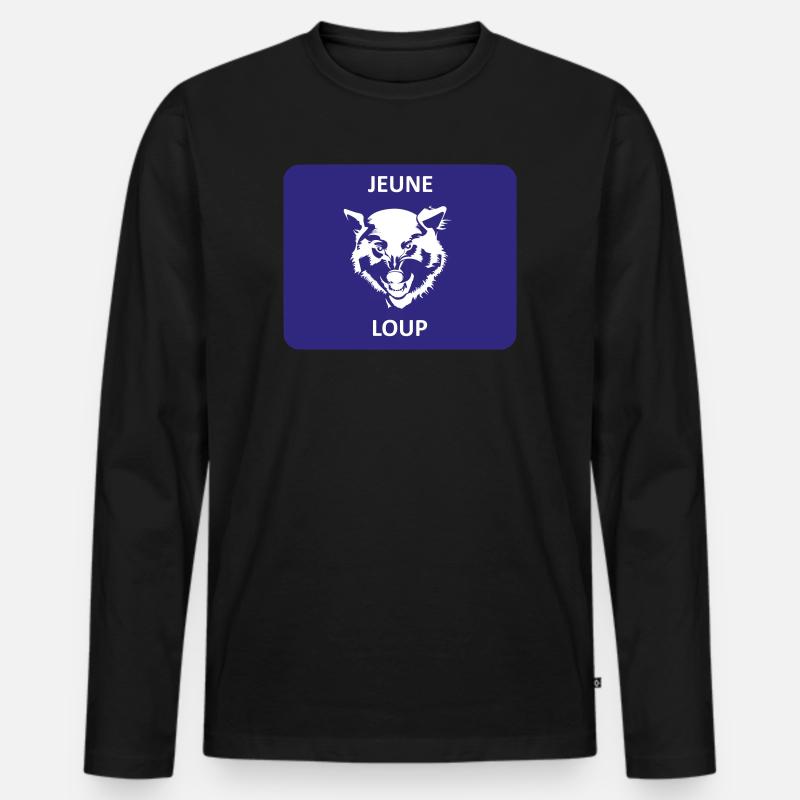Jungwolf - Männer Premium Bio Langarmshirt - Schwarz