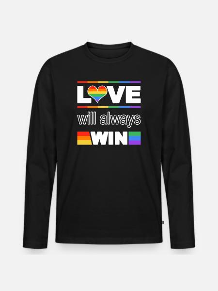 Love Wins Pride Heart - Men's Premium Organic Long Sleeve Shirt - black