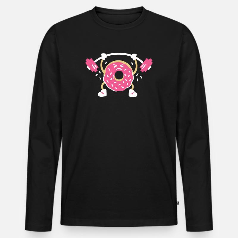 Donut Gewichtheber - Männer Premium Bio Langarmshirt - Schwarz