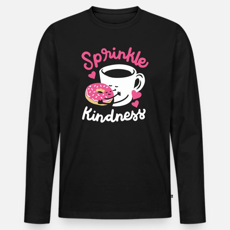 Donut und Kaffee - Männer Premium Bio Langarmshirt - Schwarz