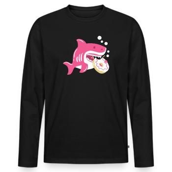 Donut und Hai - Männer Premium Bio Langarmshirt - Schwarz - Vorne - Nico (187cm)