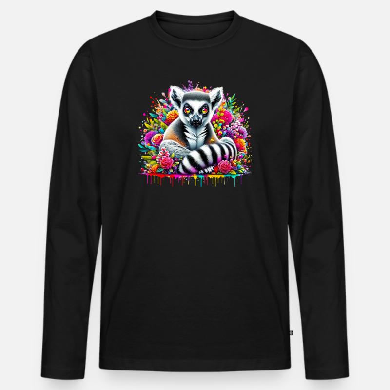 Lemur - Männer Premium Bio Langarmshirt - Schwarz