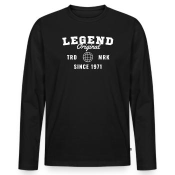 Geburtsjahr-Legende seit 1971 - Männer Premium Bio Langarmshirt - Schwarz - Vorne - Nico (187cm)