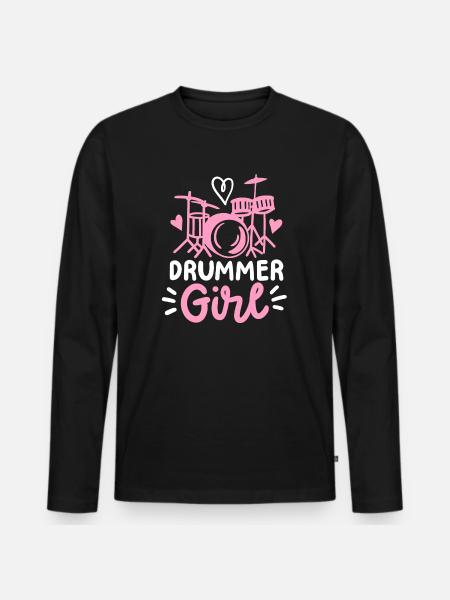 Schlagzeug Schlagzeugspielerin - Männer Premium Bio Langarmshirt - Schwarz