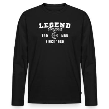 Birth Year Legend Since 1980 - Men's Premium Organic Long Sleeve Shirt - black - Front - Nico (187cm)