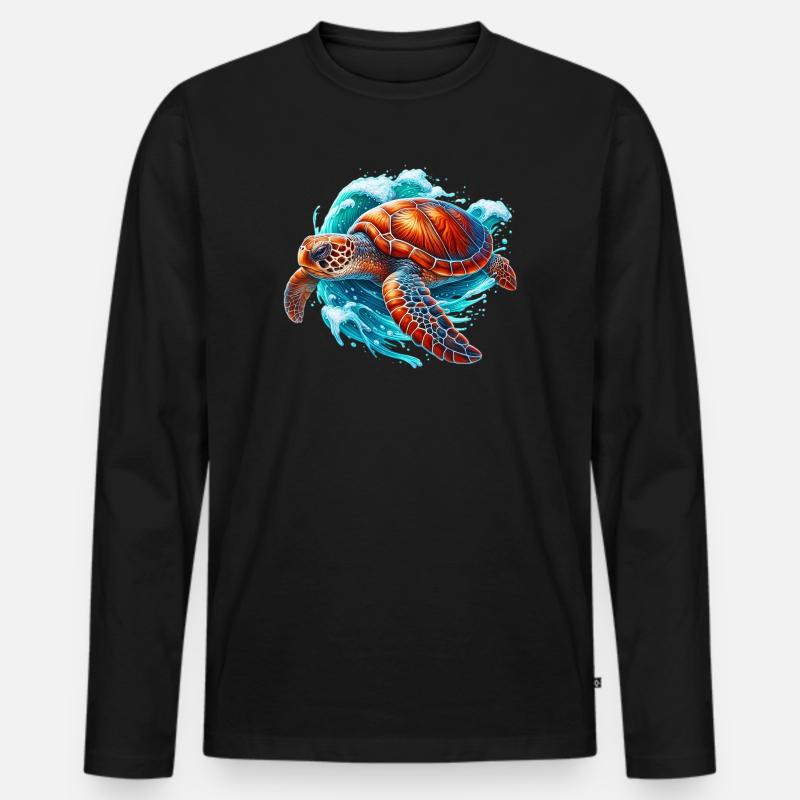 Schildkröte - Männer Premium Bio Langarmshirt - Schwarz