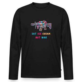De la crème glacée au lieu de la guerre - T-shirt manches longues Premium bio Homme - noir - Devant - Nico (187cm)