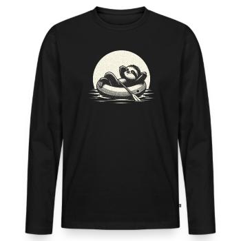 Faultier im Schlauchboot Vintage  - Männer Premium Bio Langarmshirt - Schwarz - Vorne - Nico (187cm)