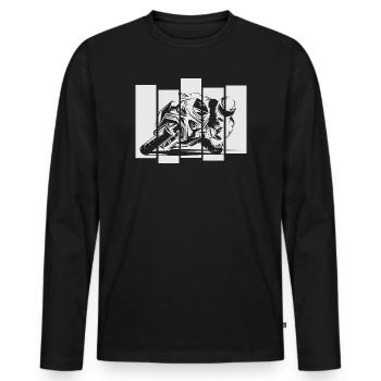 Moto de course moto piste de course symbole vélo de course - T-shirt manches longues Premium bio Homme - noir - Devant - Nico (187cm)