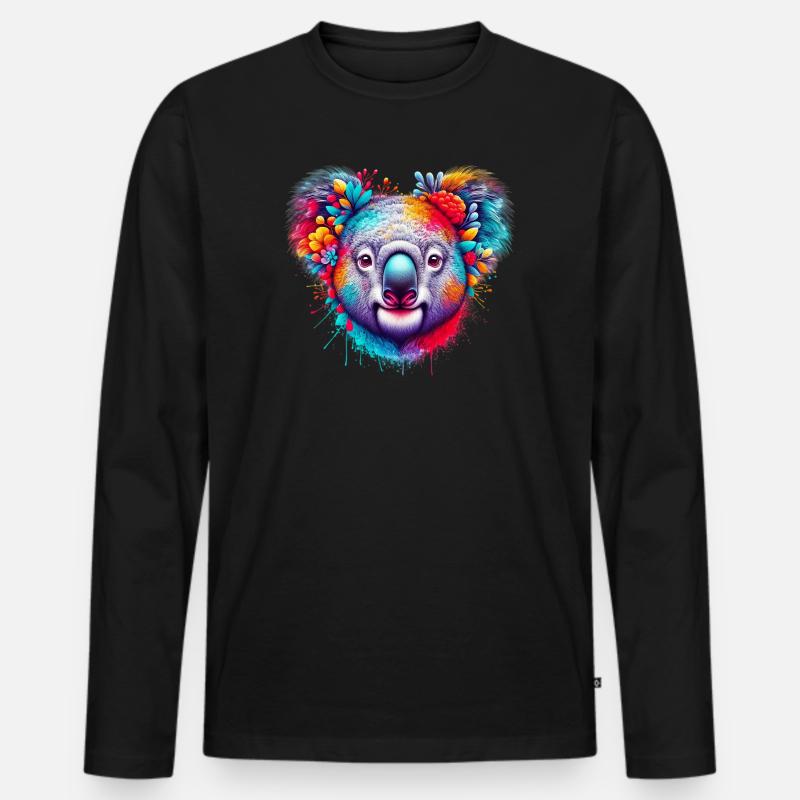 Koala - Männer Premium Bio Langarmshirt - Schwarz