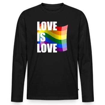 Rainbow Love Wave Design - Men's Premium Organic Long Sleeve Shirt - black - Front - Nico (187cm)