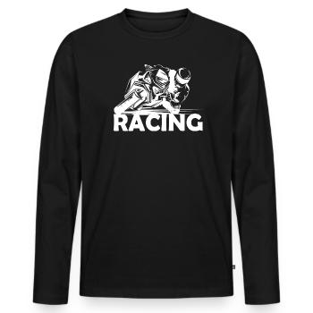 Moto de course Moto Piste de course Icône du logo de la piste de course - T-shirt manches longues Premium bio Homme - noir - Devant - Nico (187cm)