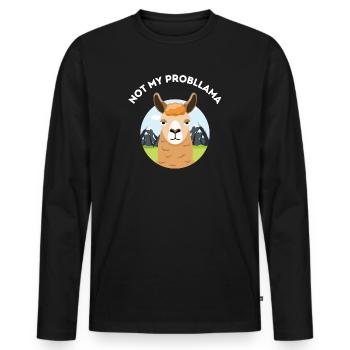 Not my probllama - Mürrisches Lama - Männer Premium Bio Langarmshirt - Schwarz - Vorne - Nico (187cm)