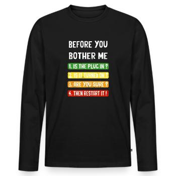 Computer Checklist - Men's Premium Organic Long Sleeve Shirt - black - Front - Nico (187cm)