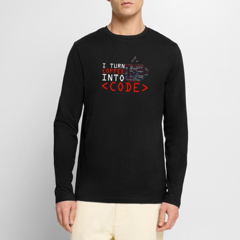 Les programmeurs génèrent du code à partir de café T-shirt manches longues Premium bio Homme