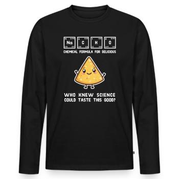 Chemical Formula for Delicious Nachos Design - Men's Premium Organic Long Sleeve Shirt - black - Front - Nico (187cm)