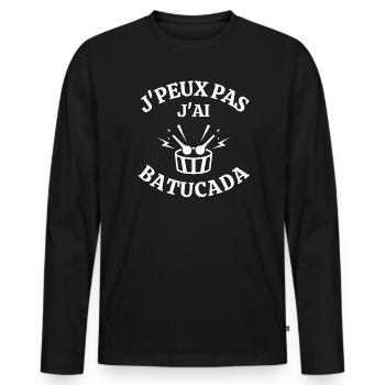 batucada, percussion, samba - T-shirt manches longues Premium bio Homme - noir - Devant - Nico (187cm)