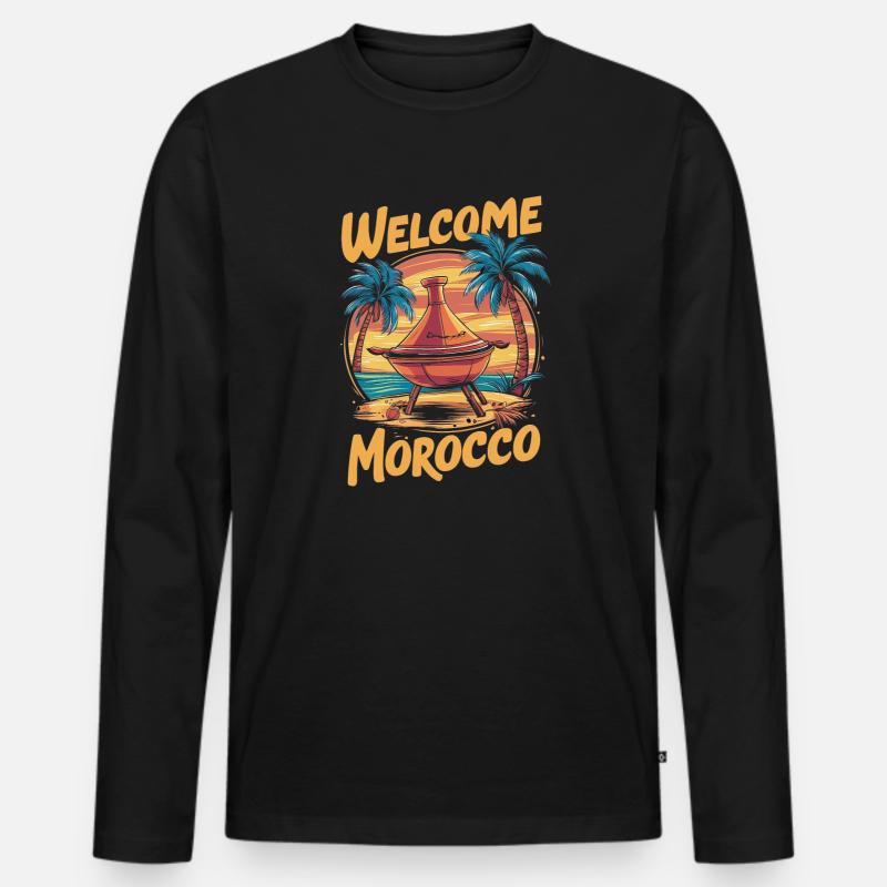 Willkommen bei Morocco Dreamfire - Männer Premium Bio Langarmshirt - Schwarz