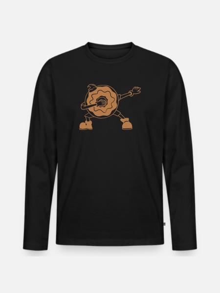 Dabbing Donut - Männer Premium Bio Langarmshirt - Schwarz