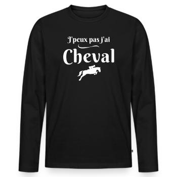 Reiten, Reiten, Reitzentrum - Männer Premium Bio Langarmshirt - Schwarz - Vorne - Nico (187cm)