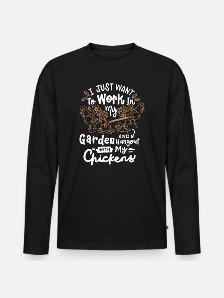 Garten Hühner - Männer Premium Bio Langarmshirt - Schwarz