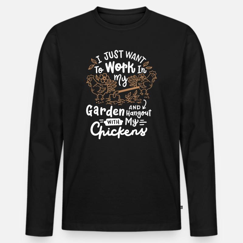Garten Hühner - Männer Premium Bio Langarmshirt - Schwarz