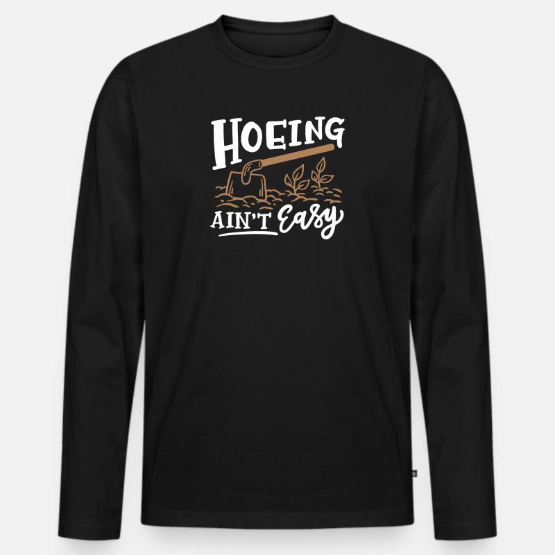 Hacken Gartenarbeit - Männer Premium Bio Langarmshirt - Schwarz