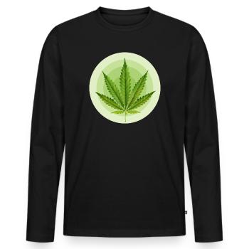 Circular Grafic Cannabis Leaf - Men's Premium Organic Long Sleeve Shirt - black - Front - Nico (187cm)