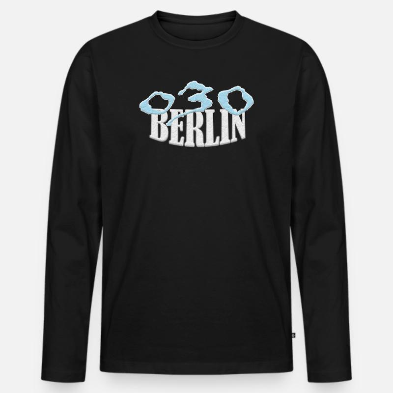Berlin 030 Shirt exklusive - Männer Premium Bio Langarmshirt - Schwarz