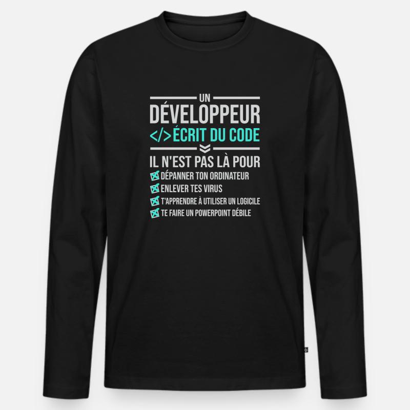Developer Writing Code - Men's Premium Organic Long Sleeve Shirt - black