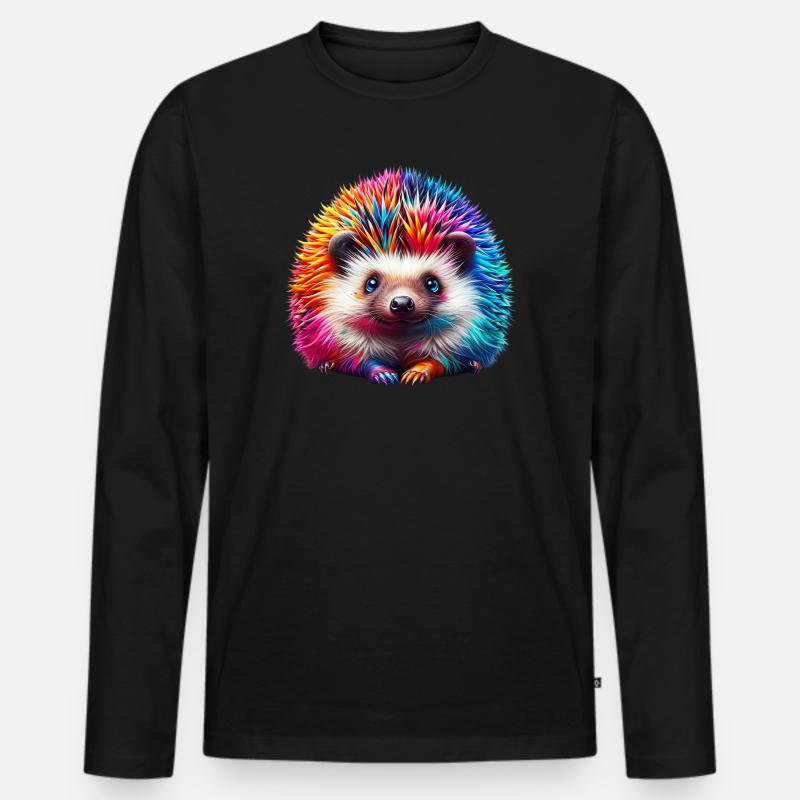 Igel - Männer Premium Bio Langarmshirt - Schwarz