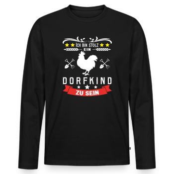Dorfkind stolz - Männer Premium Bio Langarmshirt - Schwarz - Vorne - Nico (187cm)