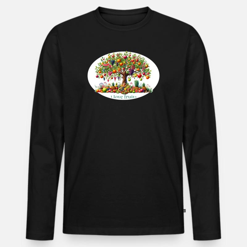 Obstbaum der Liebe - Männer Premium Bio Langarmshirt - Schwarz