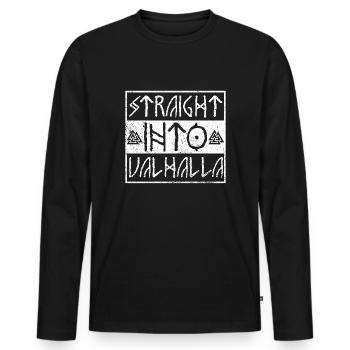 Straight into Valhalla - Männer Premium Bio Langarmshirt - Schwarz - Vorne - Nico (187cm)