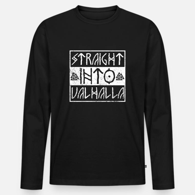 Straight into Valhalla - Männer Premium Bio Langarmshirt - Schwarz
