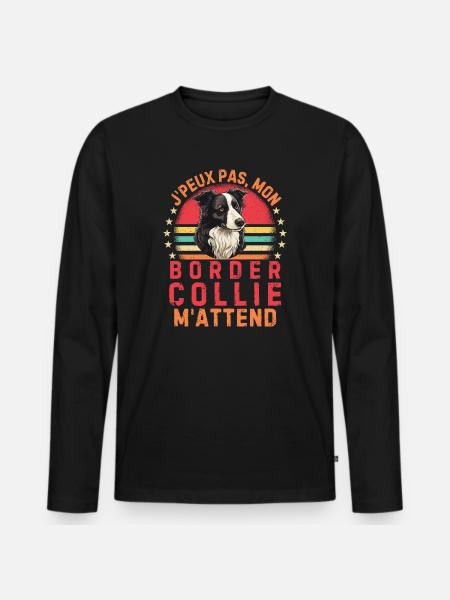 Mon Border collie - T-shirt manches longues Premium bio Homme - noir
