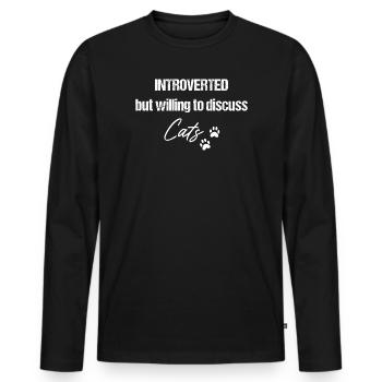Introverti prêt à discuter chats - Chemise pour chat - T-shirt manches longues Premium bio Homme - noir - Devant - Nico (187cm)
