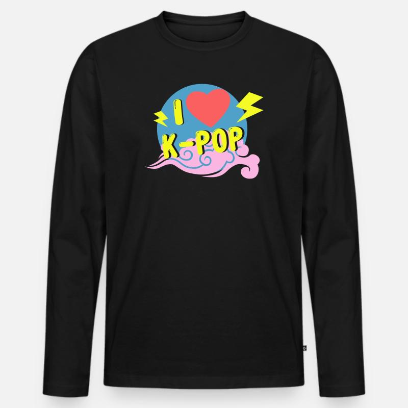 Ich liebe Kpop - Männer Premium Bio Langarmshirt - Schwarz