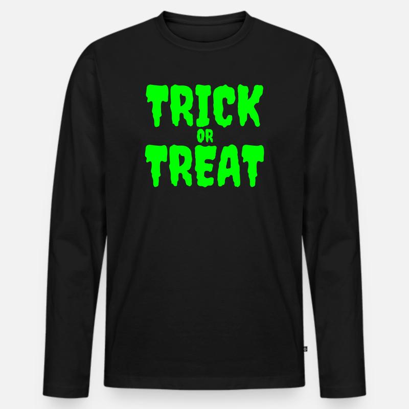 Im Dunkeln leuchtendes Süßes-oder-Saures-Design - Männer Premium Bio Langarmshirt - Schwarz