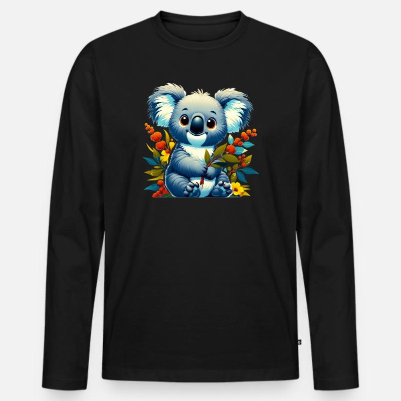 Koala - Männer Premium Bio Langarmshirt - Schwarz
