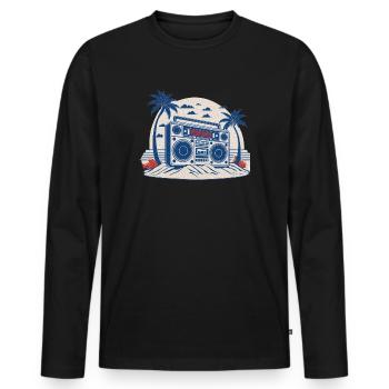 Vintage Music Boombox - Men's Premium Organic Long Sleeve Shirt - black - Front - Nico (187cm)