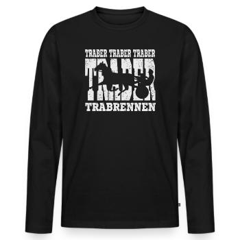 Dekoratives Traber Design - Männer Premium Bio Langarmshirt - Schwarz - Vorne - Nico (187cm)